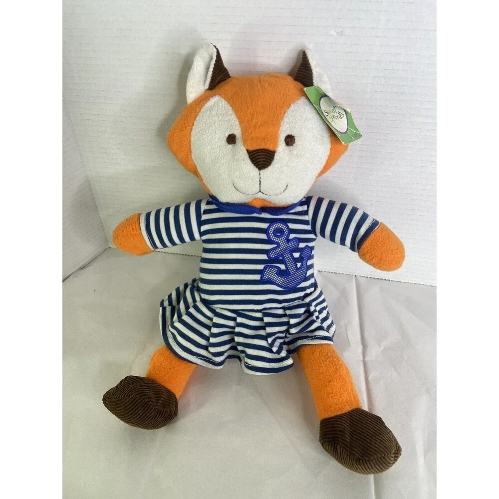 Animal Adventure Fox Sailor Striped Anchor Dress Stuffed Plush Toy Foxy